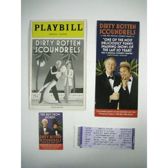 Dirty Rotten Scoundrels Playbill 2005 Imperial Theatre Ticket John Lithgow - Picture 1 of 10